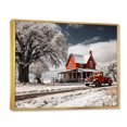 thumbnail image 2 of Designart "Winter on the Country Farm Red Truck" Farmhouse Floater Framed Wall Art Print, 2 of 7