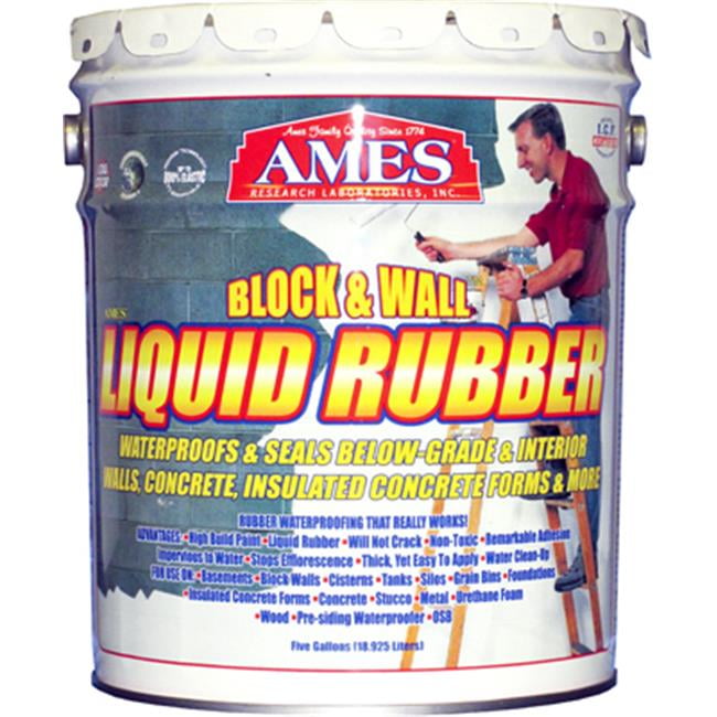 Ames Research Laboratories BWRF5 Water Base Block & Wall Liquid Rubber Coating - 5 Gallon, White