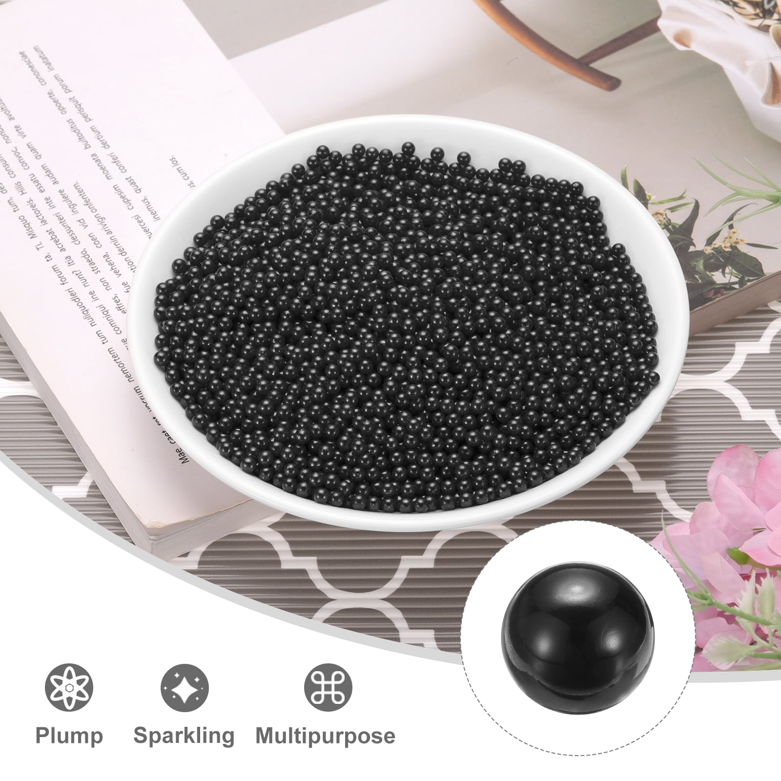 Unique Bargains Faux Pearl for Crafting No Hole Pearls for Vase Fillers Black