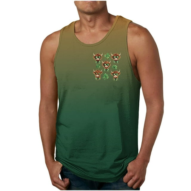 Camiseta sin mangas de cuello redondo para hombre, informal, a la moda, sin mangas, con estampado, cuello redondo, deportiva, de poliéster