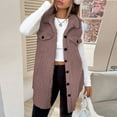 thumbnail image 4 of FAIWAD Women's Button Down Fleece Outerwear Vest Sleeveless Warm Fuzzy Long Jacket Casual Oversized Fall Winter Clothes, 4 of 9