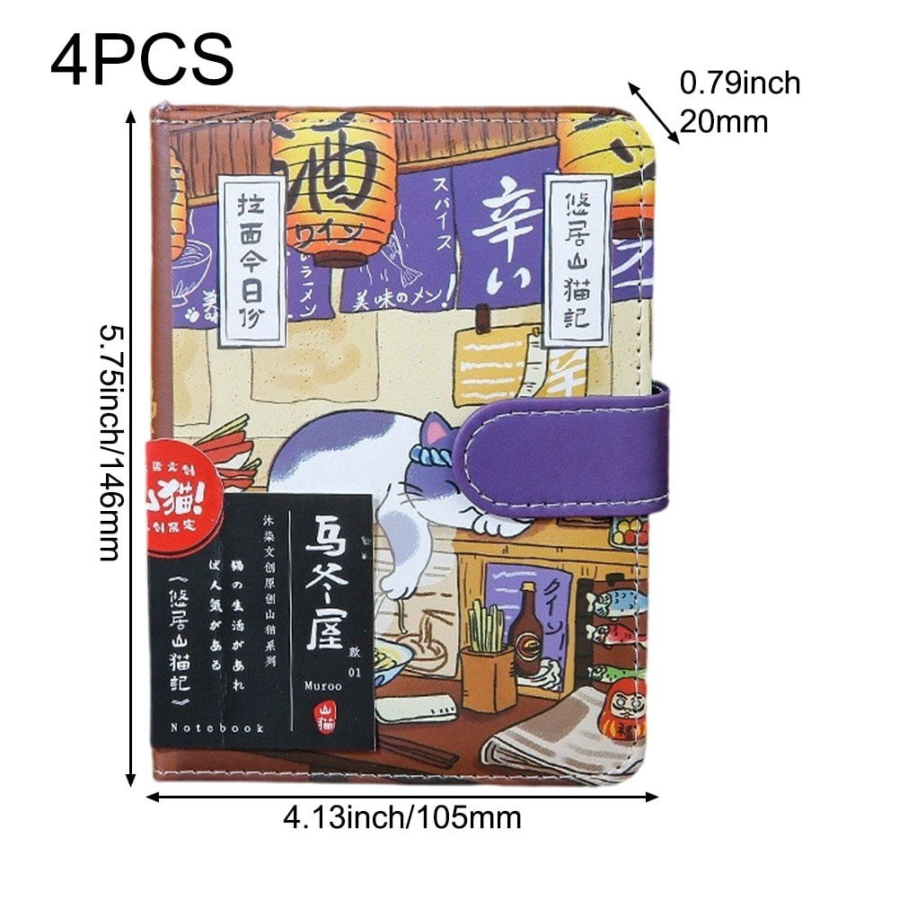 Cute Travel Journal Pu Leather Cover Journal Notebook Kawaii Japanese Sketchbook Journal Diary with Magnetic Buckle