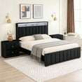 thumbnail image 6 of Leovanni Modern Full Upholstered Platform Bed with Storage Headboard and Charging Station, Nailhead Trim, Wood Slat Support, No Box Spring Required, Black, 6 of 6