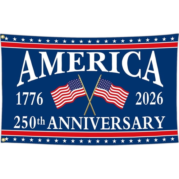 250 Year American Anniversary Flag 3x5 Ft, USA 250th Anniversary Flag for Outside, Flags with Grommets, Patriotic Decor for Yard, House, Porch & Indoor