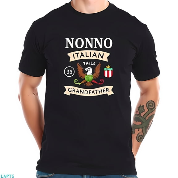 Italian Heritage Nonno T-Shirt - Colorful Eagle Design Grandfather Pride Cotton Short Sleeve Tee