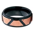 thumbnail image 2 of Tungsten Wedding Band 18K Rose Gold Tungsten Ring Men & Women Tungsten Carbide Brushed Black Tungsten 8mm Comfort Fit, 2 of 3