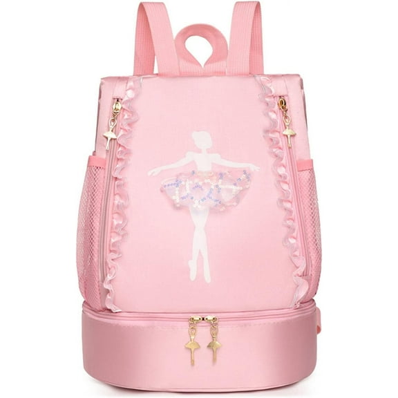 BTEPSGA  Ballet Dance Backpack with Separate Shoe Compartment,Ballerina Bag for Dance Bag Gymnastics Latin Dance Yoga Tap Dance Jazz Storage Bag (Pink)