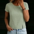 thumbnail image 6 of DeHolifer Women's T-Shirts Casual Cap Sleeve Solid Color Crewneck Lightweight Summer Tee Top Green M, 6 of 7