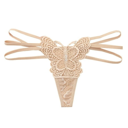 Yuhangmm Women s Panties Ladies Sexy Panties Lace Bow Hot Drilling Solid Color Thong Vintage Lingerie for Women