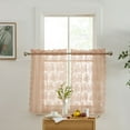 thumbnail image 3 of THD Joelle Floral Rod Pocket Lace Semi Sheer Voile Short Cafe Tiers for Small Windows - 28 x 24 Inch Length (Blush Pink Tiers, Set of 2), 3 of 6