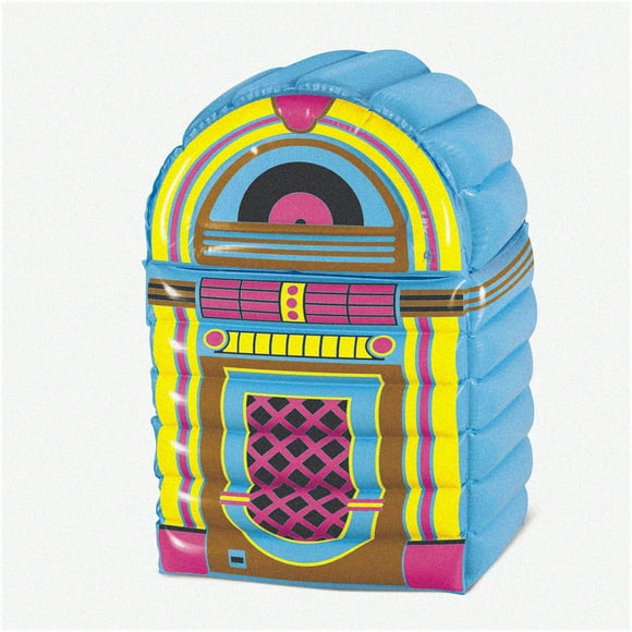 Retro Beats Cooler - Inflatable Jukebox Beverage Cooler, Holds 72 Cans, Perfect for 50s Party Decorations & Music Themed Events