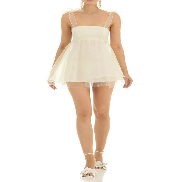 Mignonne Mini-Robe d'Été avec Nœud Papillon Sans Manches