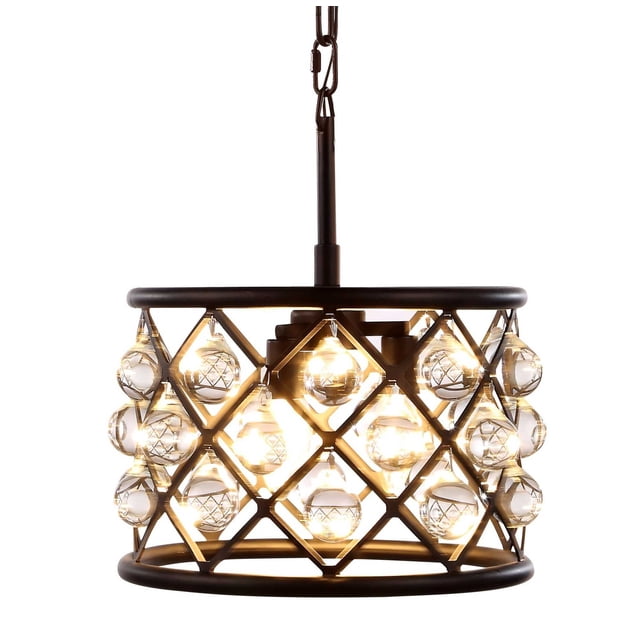 Elegant Lighting Madison 12" 3 Light Royal Crystal Pendant Lamp