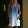 thumbnail image 4 of Lenpel Knee Length Sundresses for Women V Neck Sleeveless Loose Fit Tank Dresses with Pockets Casual Beach Vacation Outfits, 4 of 6