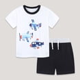 thumbnail image 2 of Toddler Boy Summer Outfit for 3-4 Years Toddler Boy Clothes Baby Summer Outfit Short Sleeve T-Shirt Tops Cartoon Print Casual Elastic Shorts 2Pcs Set Gift,A101-White, 2 of 9