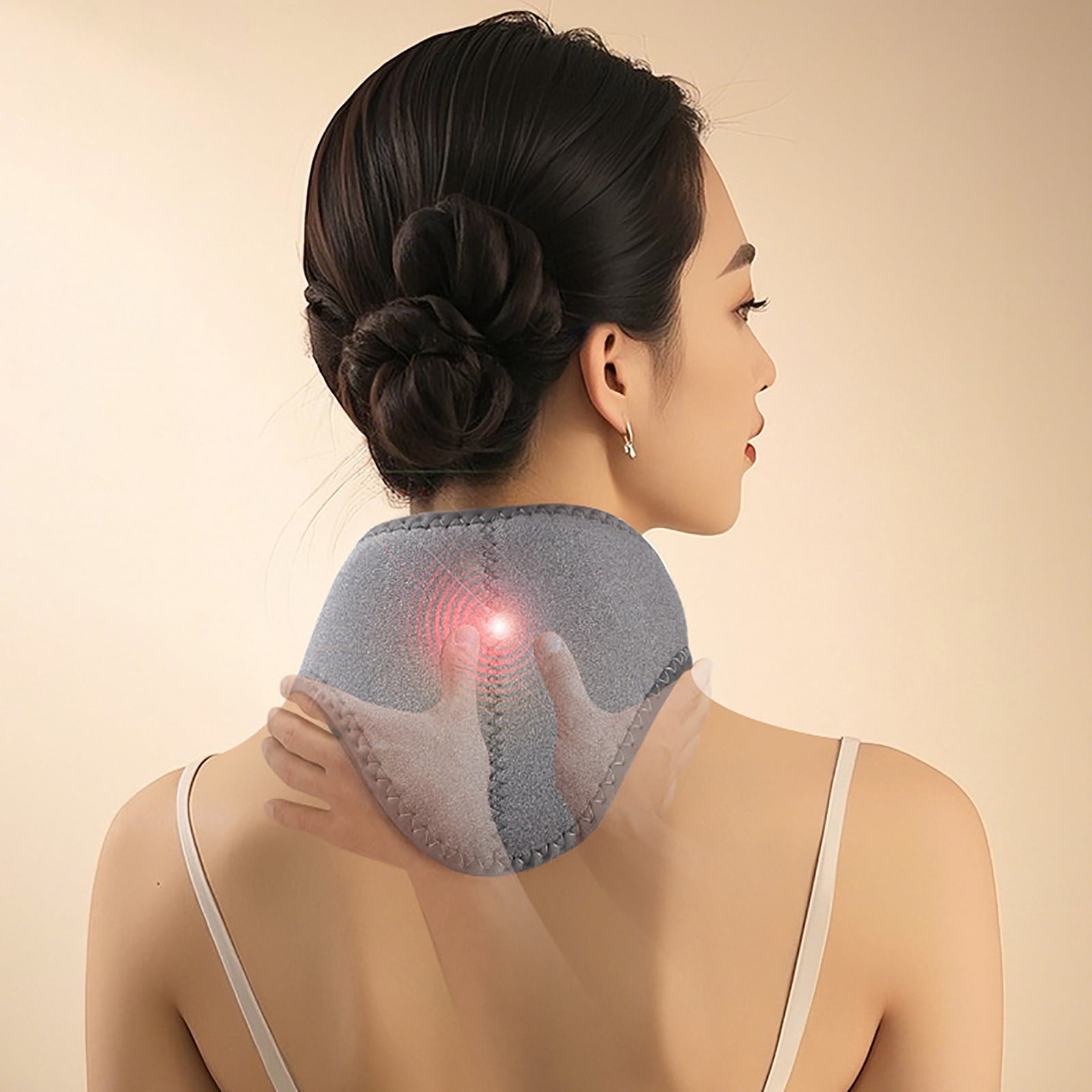 Portable Rechargeable Heated Neck Massager with Soothing Heat and Vibration Technology for Muscle Relaxation at Home or