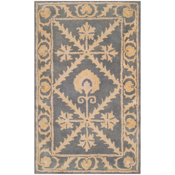 SAFAVIEH Bella Ellery Mediallion Bordered Wool Area Rug, Blue/Gold, 2'6" x 4'