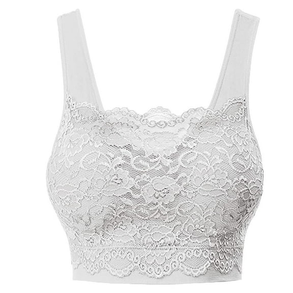 Xijirk Lace Bra for Women Seamless Lace Bra Top With Front Lace Cover Sports Bra Lace Bralettes for Women,Color:White,Size:XL