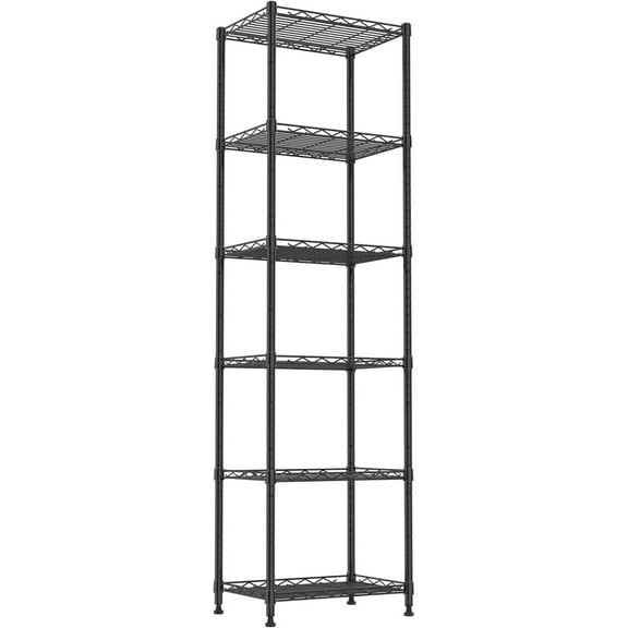 6 Wire Shelving Steel Storage Rack Adjustable Unit Shelves for Laundry Bathroom Kitchen Pantry Closet(Black,11.7" D x 16.8" W x 63" H)