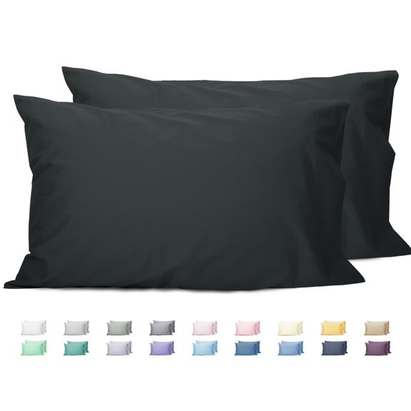 Juego de fundas de almohada con diseño de girasol, 100% algodón, tamaño queen, color negro, x2