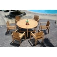 thumbnail image 4 of Grade-A Teak Dining Set: 6 Seater 7 Pc: 60" Round Table And 6 Clipper Stacking Arm Chairs Outdoor Patio WholesaleTeak #51CP1207, 4 of 4