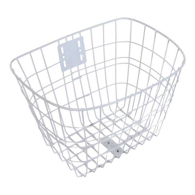 Basket Cargo Rack Organizer Travel Shopping Bag Metal Front Rear Bike Front Basket Bike Basket for Cycling Bike White