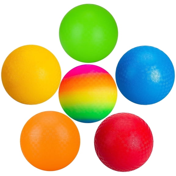 PLAYZAP Playground Balls - 8.5 Inch (6-Pack) Kickball Dodgeball Rubber Bouncy Inflatable Balls for Kids Adults, Indoor & Outdoor ball Games, Four Square, Recess, Dodge Ball, Handball W/air Pump