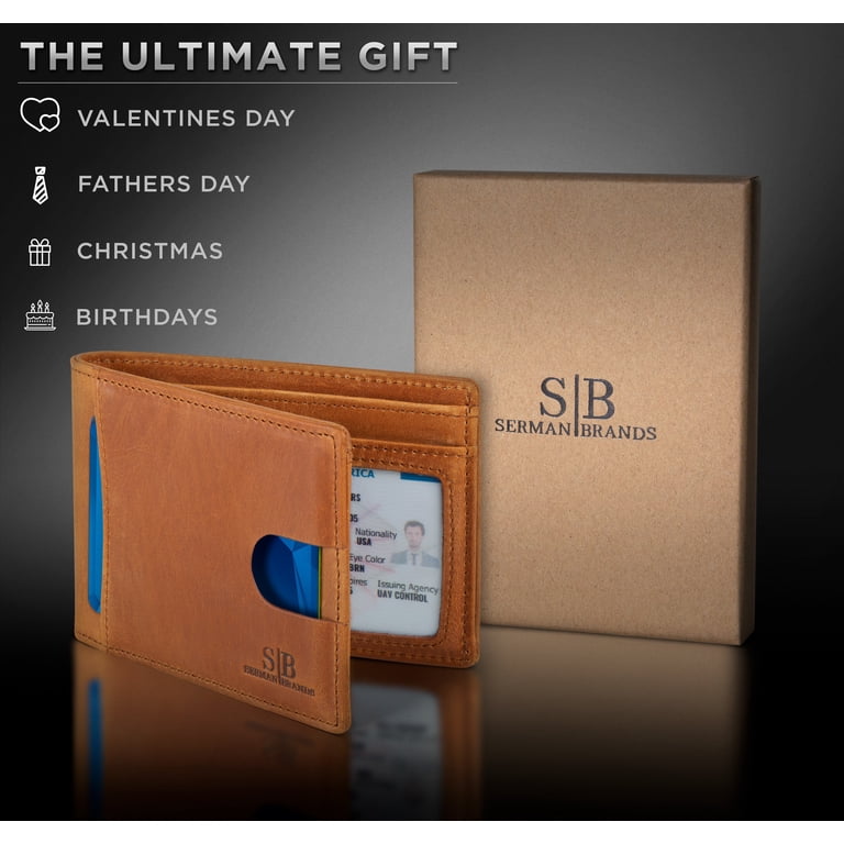 Men's Slim Bifold Wallet Full Grain Leather RFID Blocking photo 2