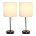 thumbnail image 4 of Simple Designs 19.5" 2-Pack Black Stick Table Lamp Set with Charging Outlet, White Shades, 4 of 9
