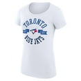 thumbnail image 2 of Women's G-III 4Her by Carl Banks White Toronto Blue Jays Super-Slim Fit Lightweight City Graphic T-Shirt, 2 of 5
