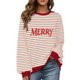 thumbnail image 2 of Cadancy Holiday Party Tops for Women Merry Christmas Long Sleeve Striped Vintage Sweatshirts Crew Neck Pullover Winter Xmas Fashion Casual Outfits 2025, 2 of 9