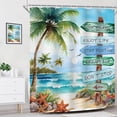 thumbnail image 2 of Beach Ocean Shower Curtain for Bathroom Decor 84Wx72H Coastal Nautical Positive Quotes Seaside Tropical Palm Tree Teal Blue Art Printed Fabric Polyester Waterproof 12 Pack Plastic Hook, 2 of 6