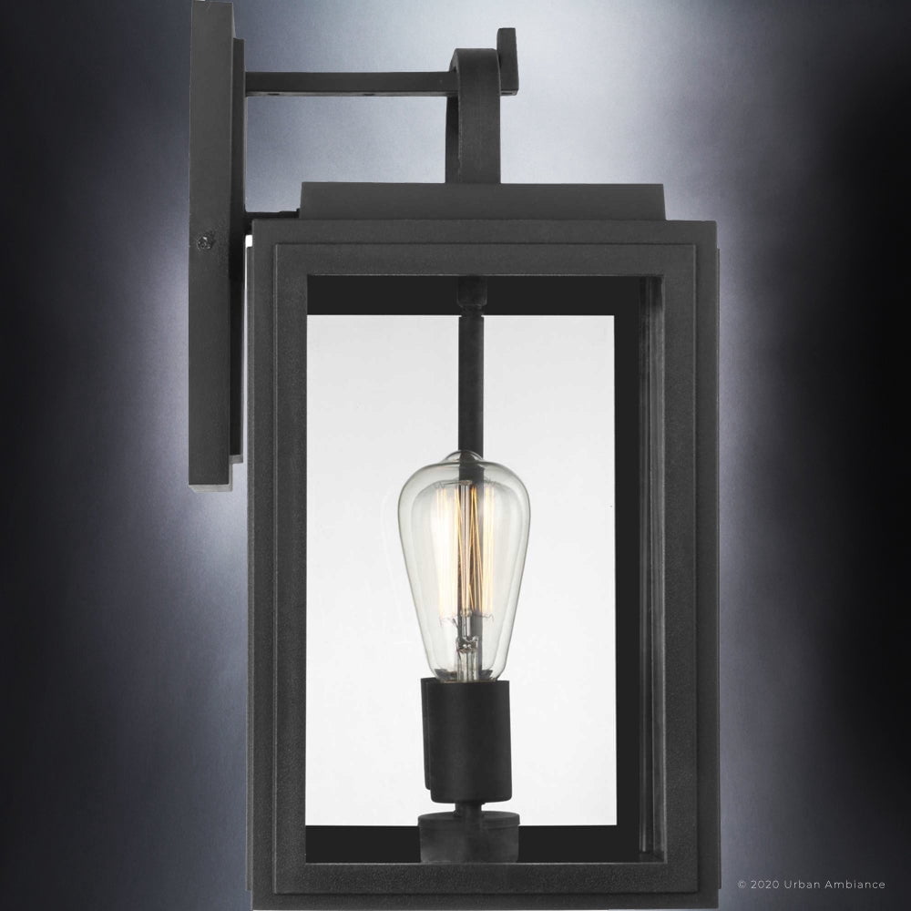 Luxury Farmhouse Wall Sconce, 17H x 9W, with Modern Farmhouse Style, Midnight Black, UHP1387 by Urban Ambiance