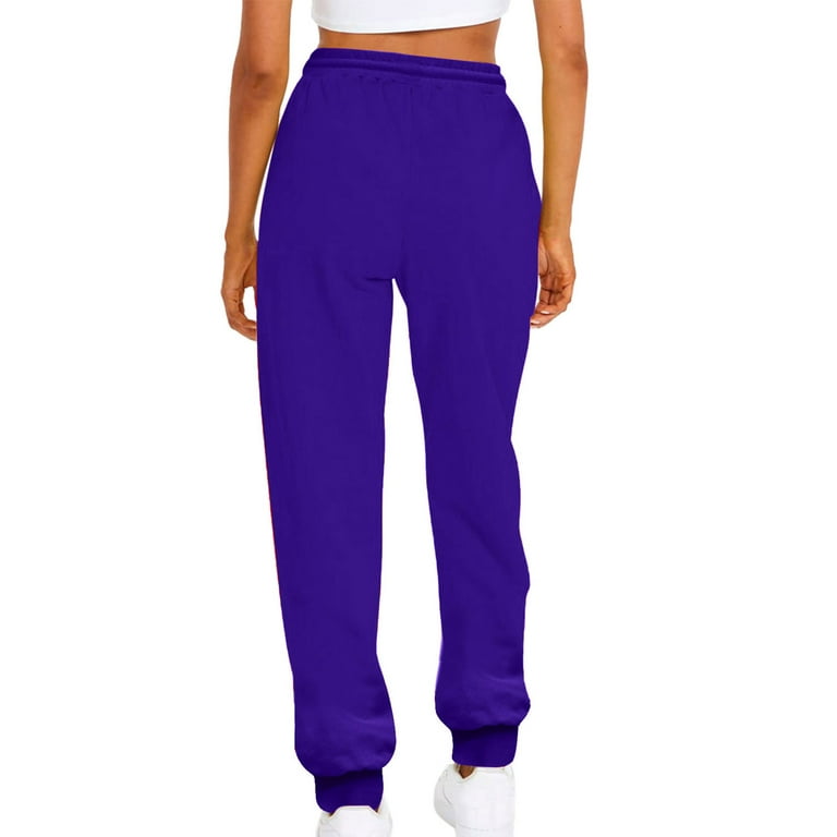 YYDGH Yoga Sweat Pants for Womens Baggy Loose Workout Running Sweatpants  with Pockets Elastic High Waist Lounge Y2K Pants Purple XL