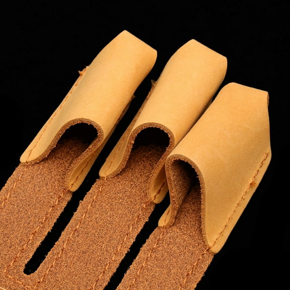 GARVALON 1Pcs Camouflage 3 Fingers Gloves Brown Cow Leather for Men and Women Outdoor Archery and Hunting