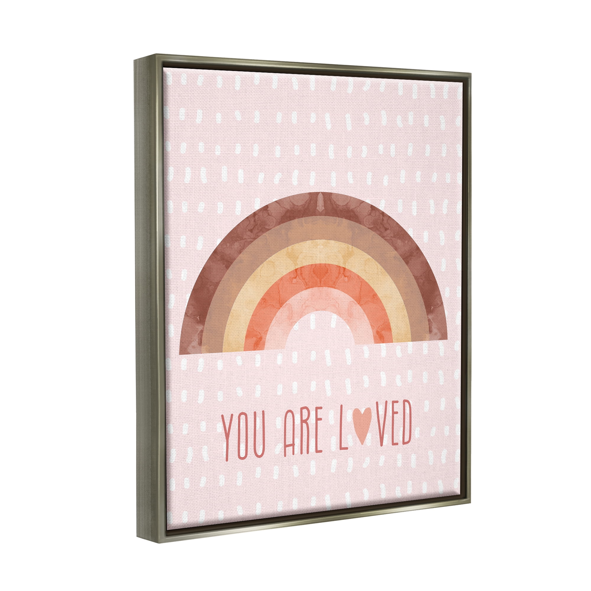 Stupell Industries You Are Loved Patterned Landscape Painting Gray Floater Framed Canvas Art Print Wall Art, 17 x 21