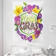 thumbnail image 1 of Mardi Gras Tapestry, Blazon with Flourishing Colorful Flowers Coat of Arms Masquerade Holiday Theme, Wall Hanging for Bedroom Living Room Dorm Decor, 60W X 80L Inches, Multicolor, by Ambesonne, 1 of 2