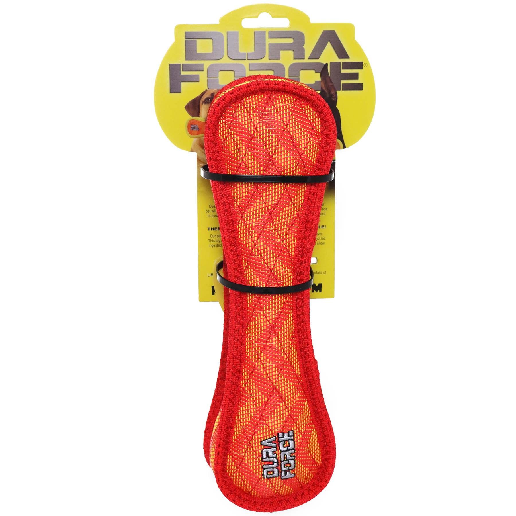 DuraForce Bone ZigZag Red, 2-Pack, Durable Woven Mesh Fiber Squeaky Dog Toy