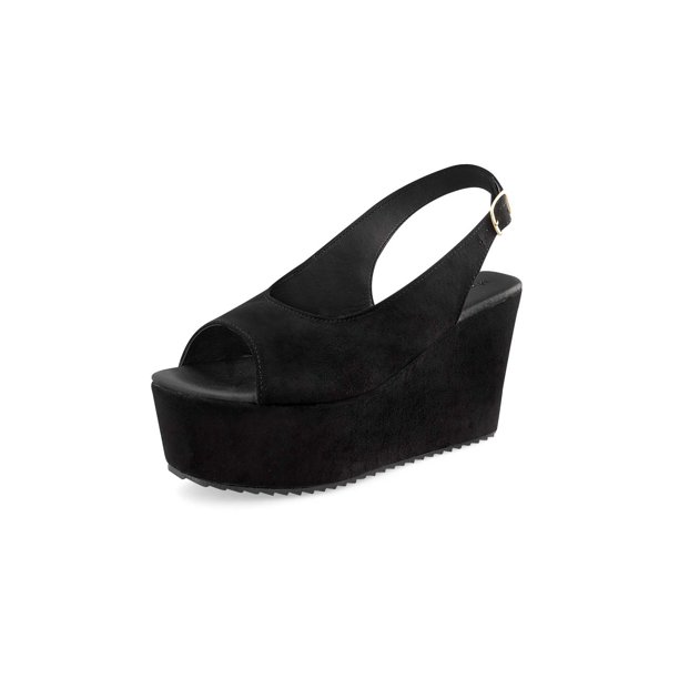 Sandalia Color Negro Ajuste Al Tobillo Con Plataforma Altura 9Cm Mundo Terra 030249