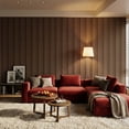 thumbnail image 2 of Fahomiss Asymmetric Acoustic Wood Slat Wall Tiles 4-Pack 24"x24", Walnut 3D Linear Panels, 2 of 10