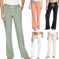 thumbnail image 3 of Pantalons en Coton et Lin pour Femmes Pantalon de Plage Vert m, 3 of 4