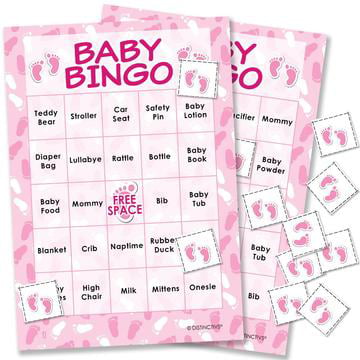 Pink It's a Girl Baby Shower Bingo Game, 24 (Best Baby Shower Door Prizes)