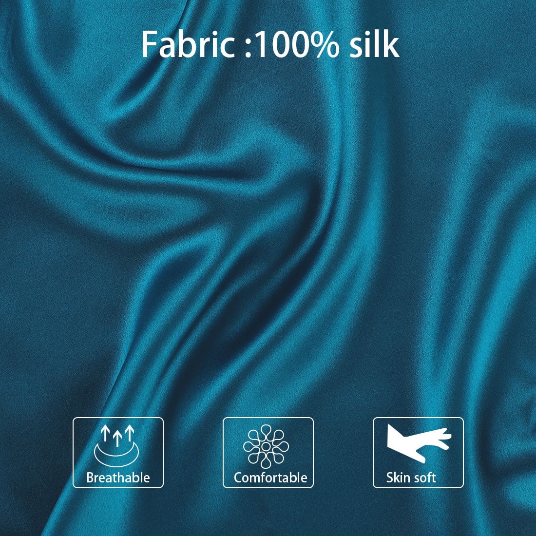 PiccoCasa 25 Momme Silk Pillowcase for Hair And Skin With Gift Box With Envelope Closure King Peacock Blue