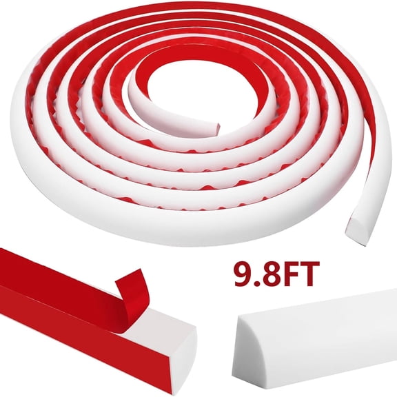 Flexible Quarter Round Molding, 118inch Rubber Molding Trim Self Adhesive Molding Trim for Floor Bathroom Kitchen, White