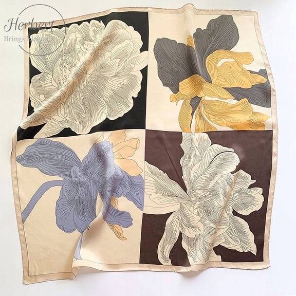 Silk Scarf for Women, 100% Mulberry Silk, 65x65cm Square, Head & Neck Scarf,65,As Picture