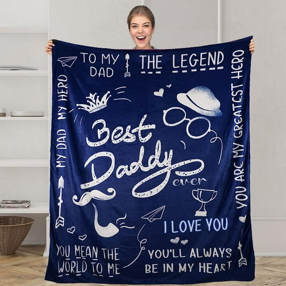 to My Dad Blanket Best Dad Ever Throw Blanket Birthday Gift for Dad Papa, Blanket from Son/Daughter, Super Soft Flannel Throw Blankets for Dad
