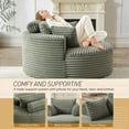 thumbnail image 3 of FFH 55" Oversized Round Chaise Lounge Chair, Cloud Lazy Sofa with Cylindrical Backrest Pillow, Plush Corduroy Green, 3 of 11