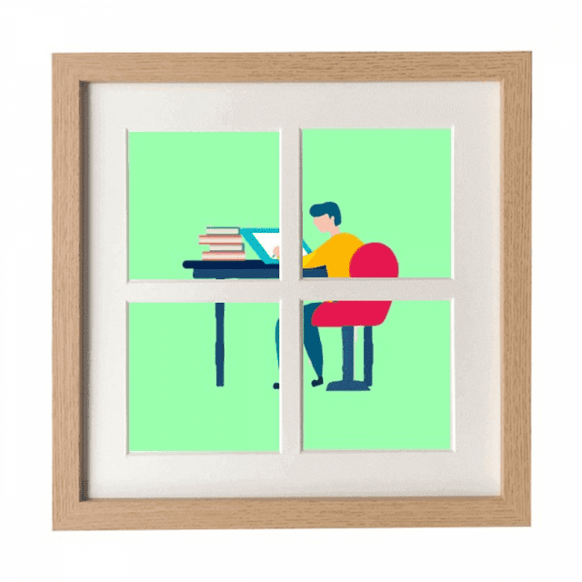 Designer A Travaillé Dur Peinture Sérieusement Cadre Mur Table Affichage 4 Ouvertures Image