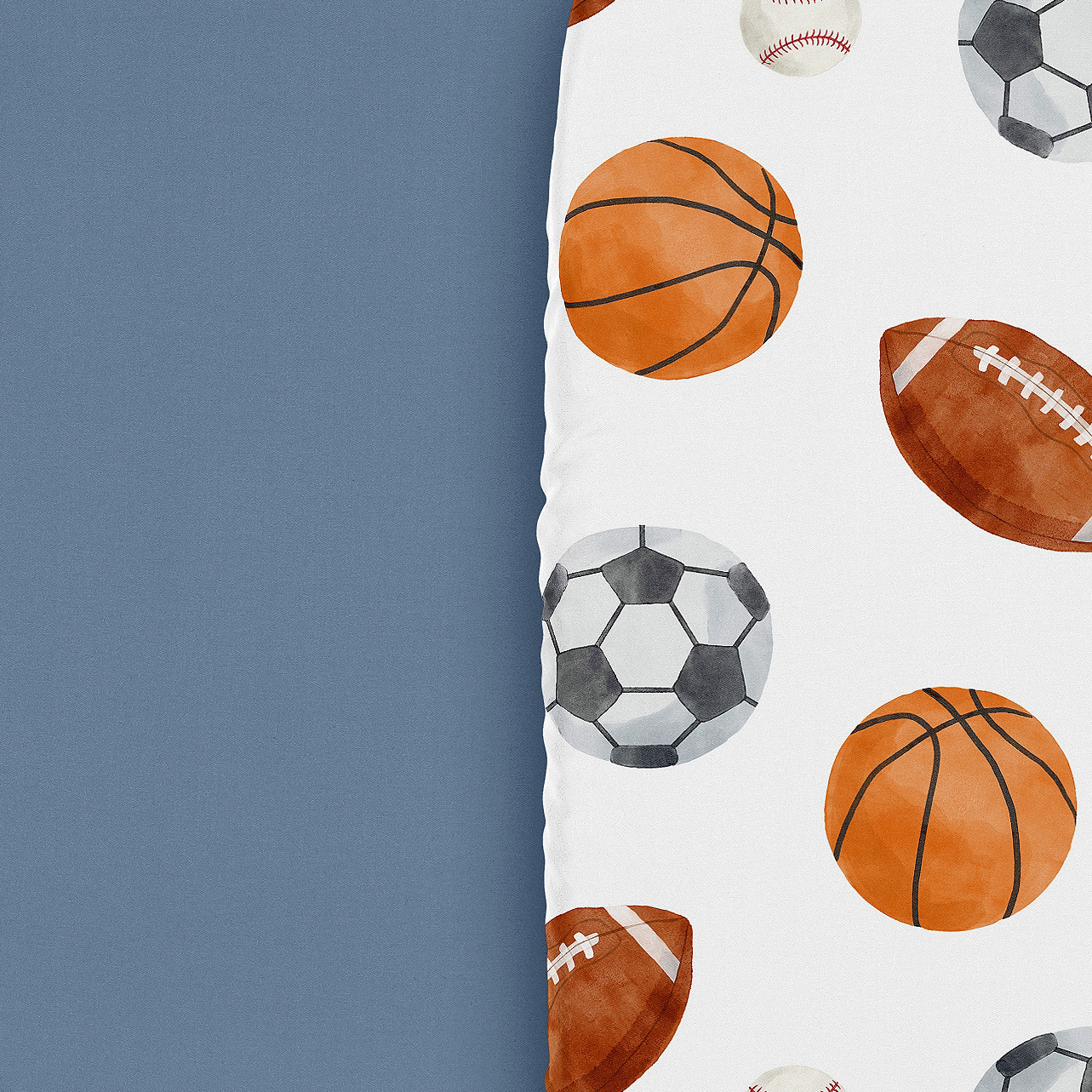 Sweet Jojo Designs Watercolor Sports Theme Blue Brown and Orange Baby Bassinet Fitted Sheets 2 Piece Set