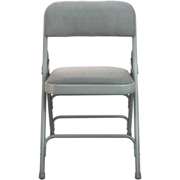 2Pack Advantage Grey Padded Metal Folding Chair Grey 1in Fabric